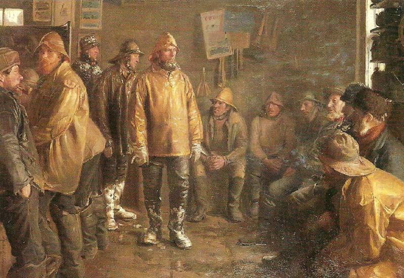 Michael Ancher i kobmandens bod en vinterdag, nar der ikke fiskes china oil painting image